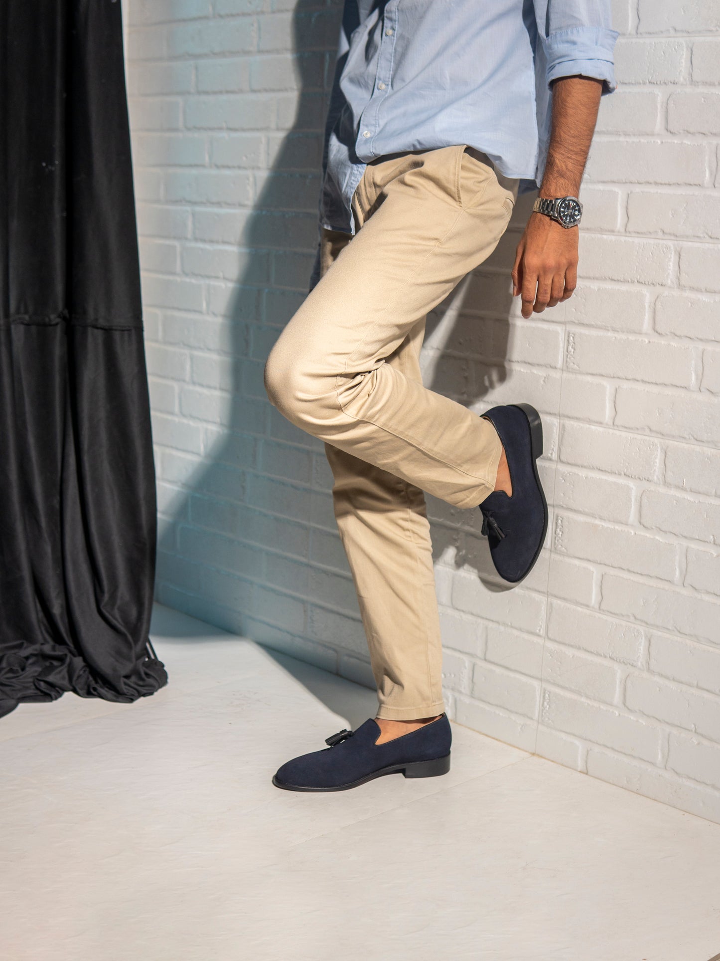 Amalfi Vivo Suede Tassel Loafers - Navy Blue