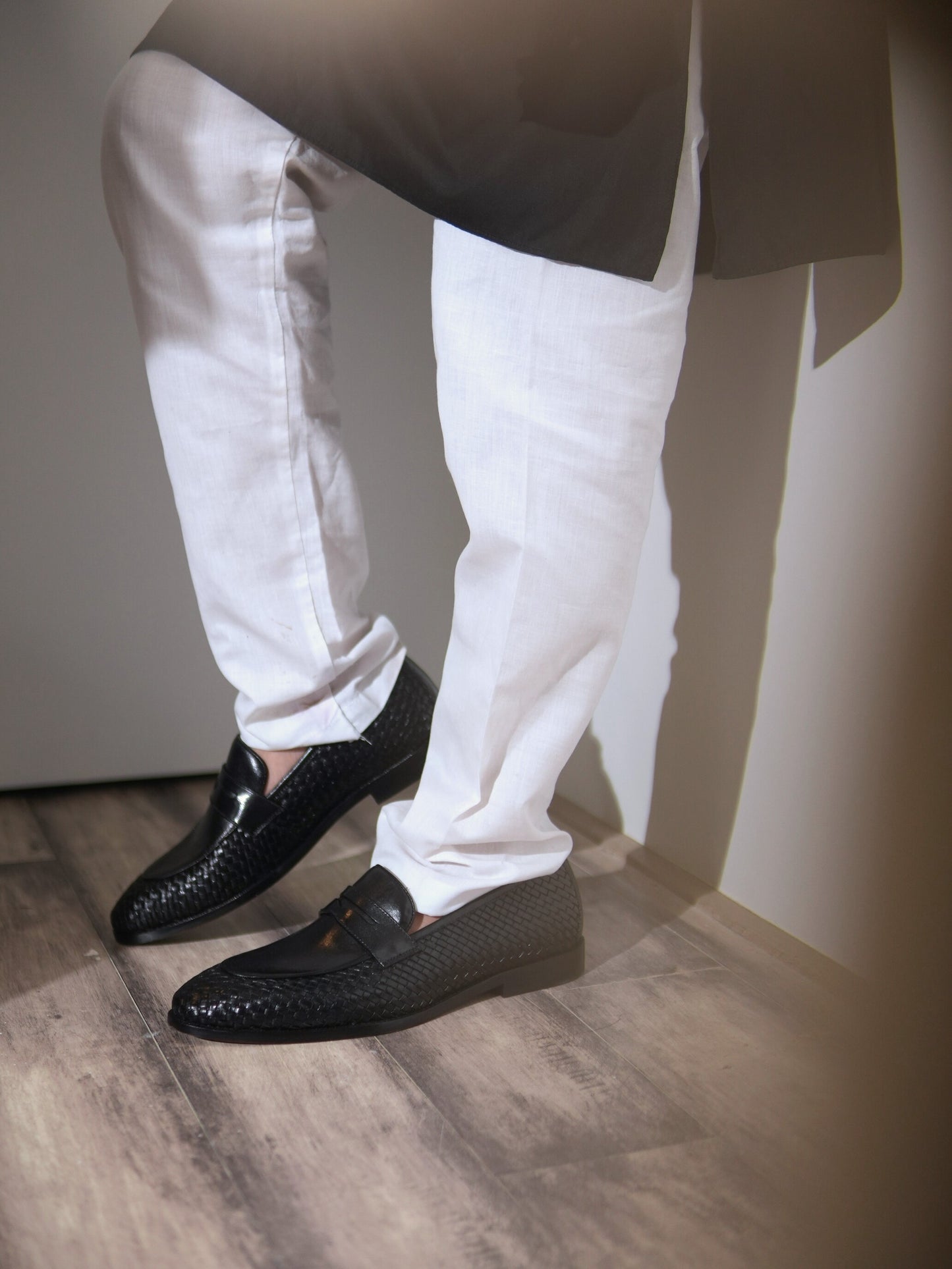 Amalfi Fiero Handwoven Penny Loafers - Black