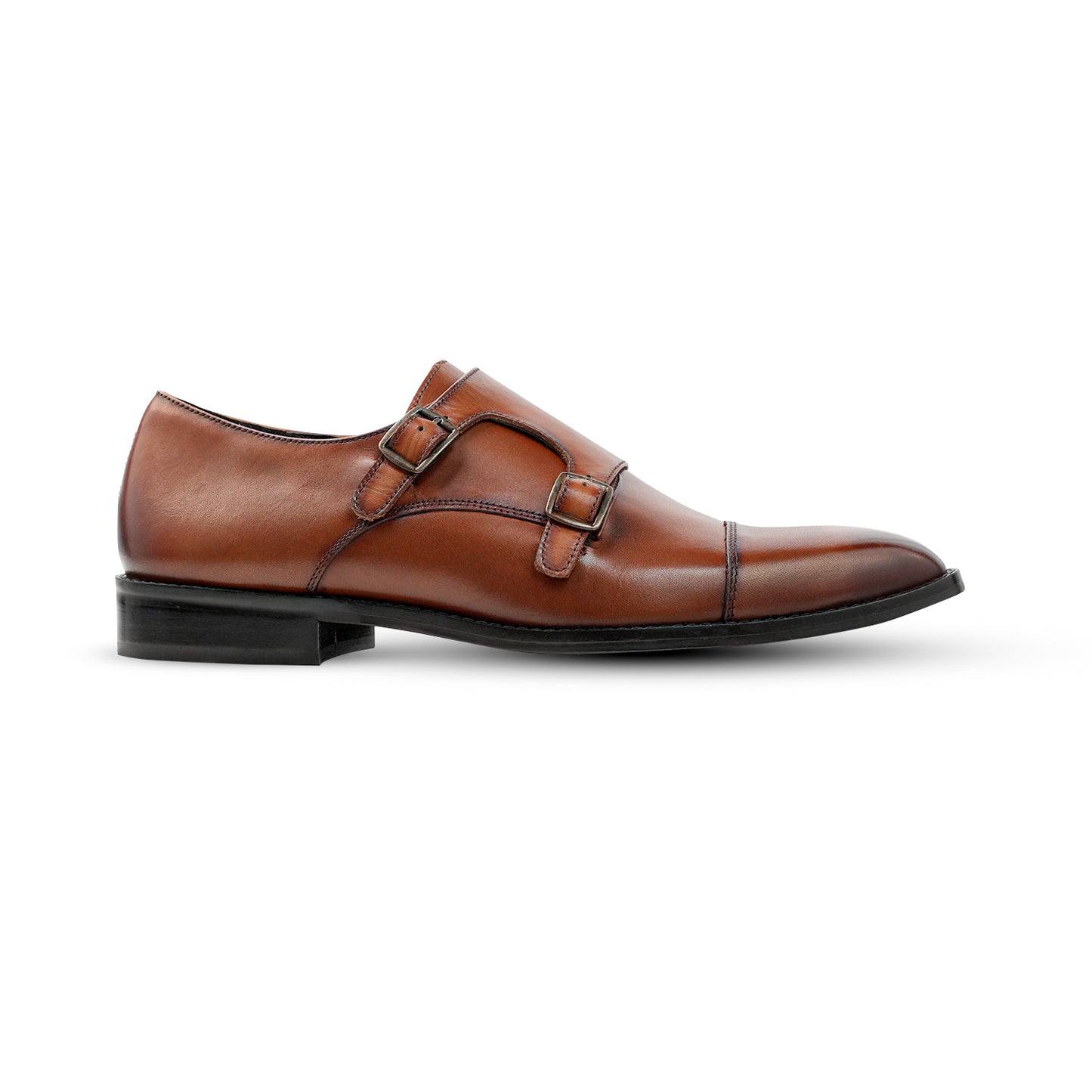Monaco Noir Double Strap Monk - Tan Brown