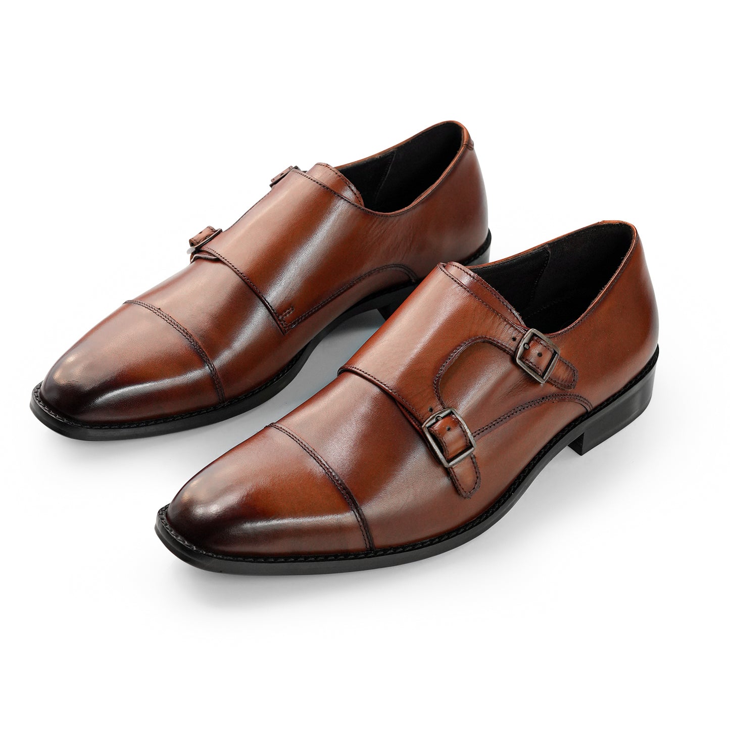 Monaco Noir Double Strap Monk - Tan Brown