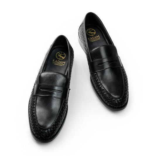 Amalfi Fiero Handwoven Penny Loafers - Black
