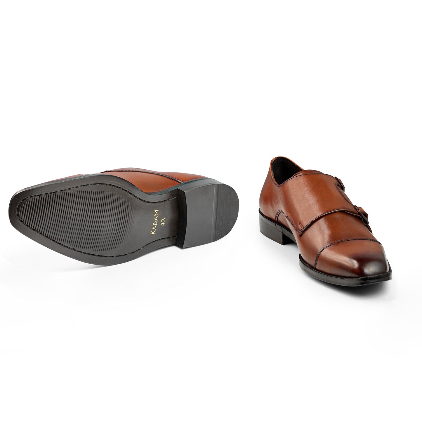 Monaco Noir Double Strap Monk - Tan Brown
