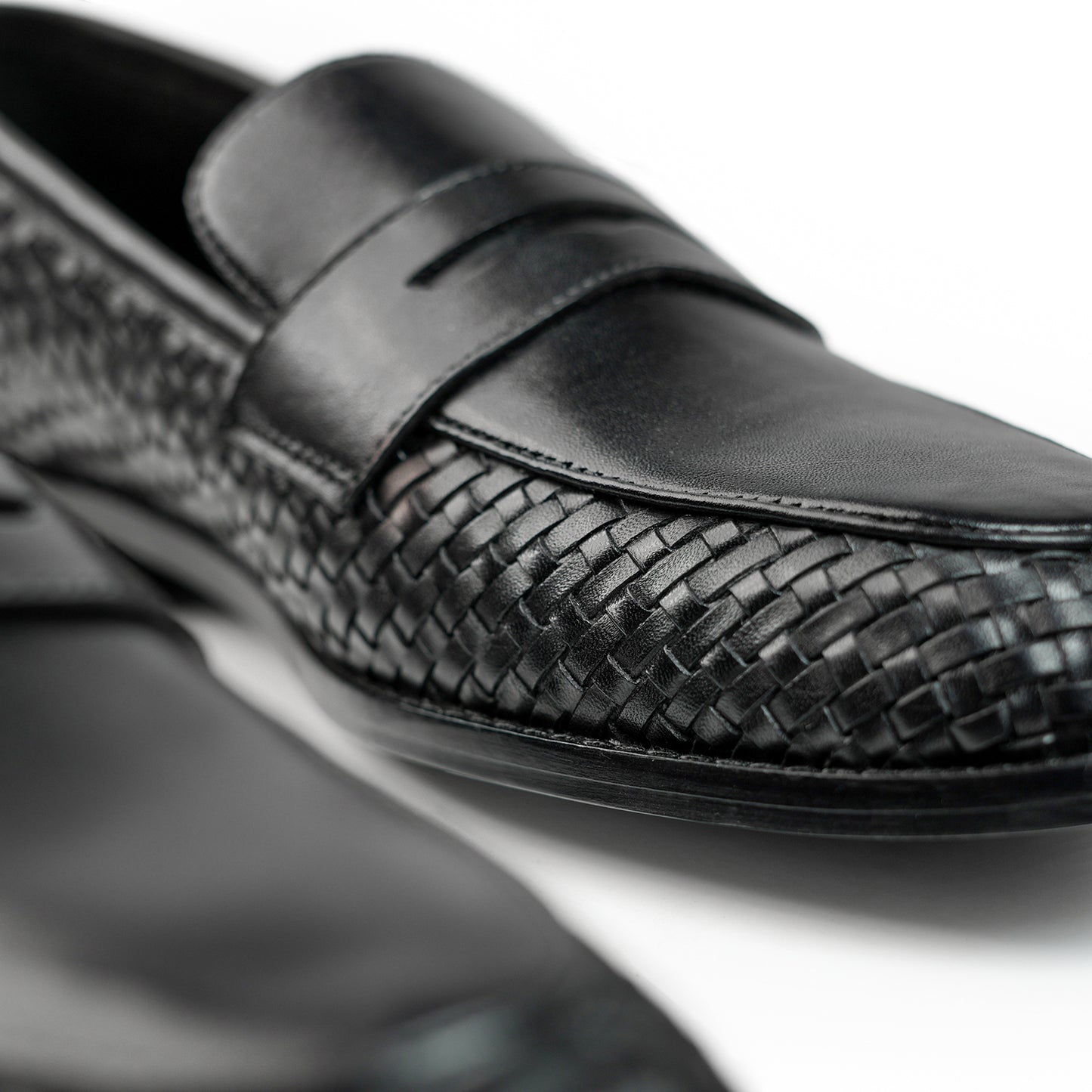 Amalfi Fiero Handwoven Penny Loafers - Black