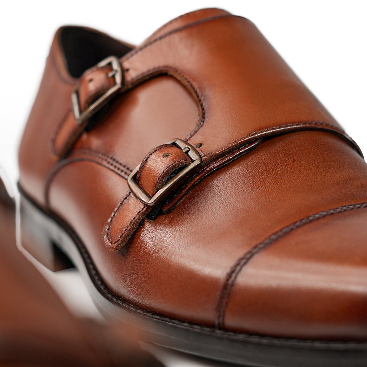 Monaco Noir Double Strap Monk - Tan Brown